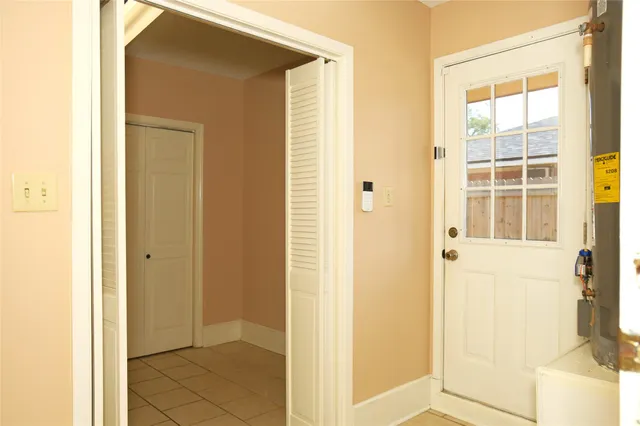 a view of a bathroom with a door