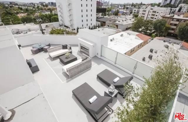 a view of a garage with racks
