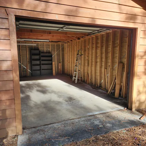 a view of wooden door