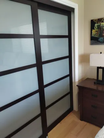 a view of front door with couch