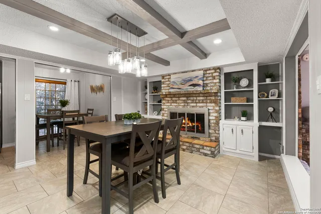 a view of a dining area with furniture
