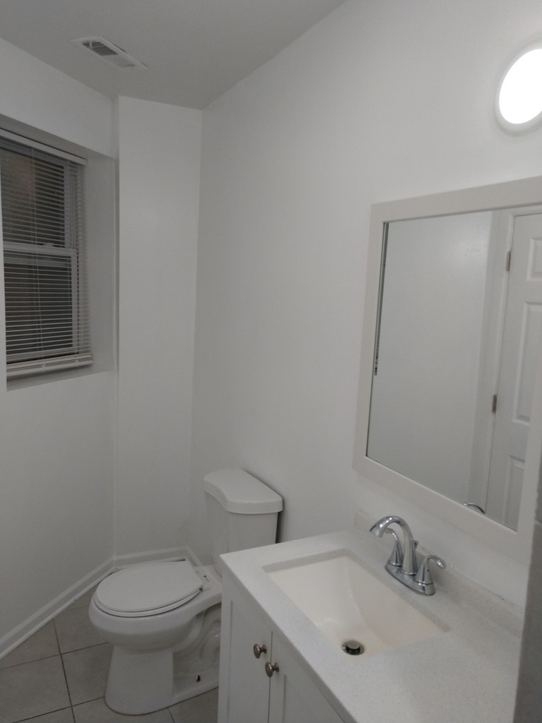 6219 South Rhodes Avenue Chicago, IL 60637 - Photo 8 of 24 a bathroom with a toilet sink vanity and mirror