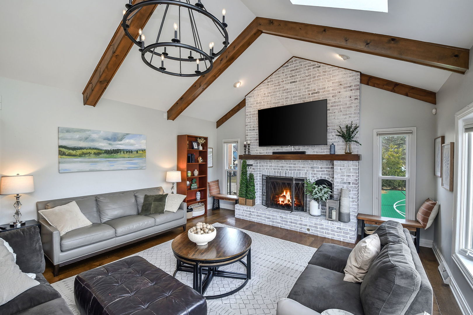 75 Hawkins Circle Wheaton, IL 60189 - Photo 15 of 45 a living room with furniture a flat screen tv and a fireplace