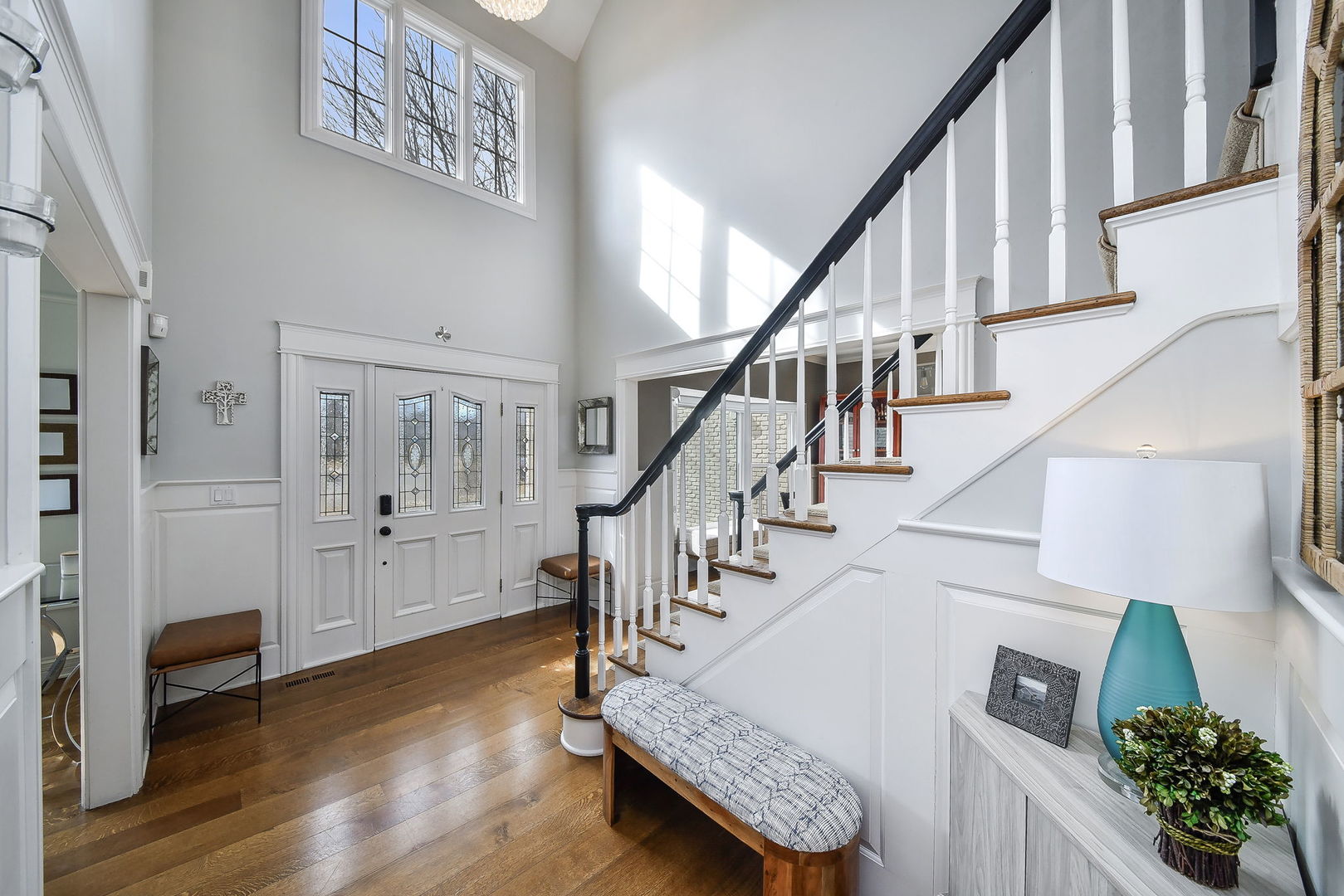 75 Hawkins Circle Wheaton, IL 60189 - Photo 3 of 45 a living room with wooden floor and stairs