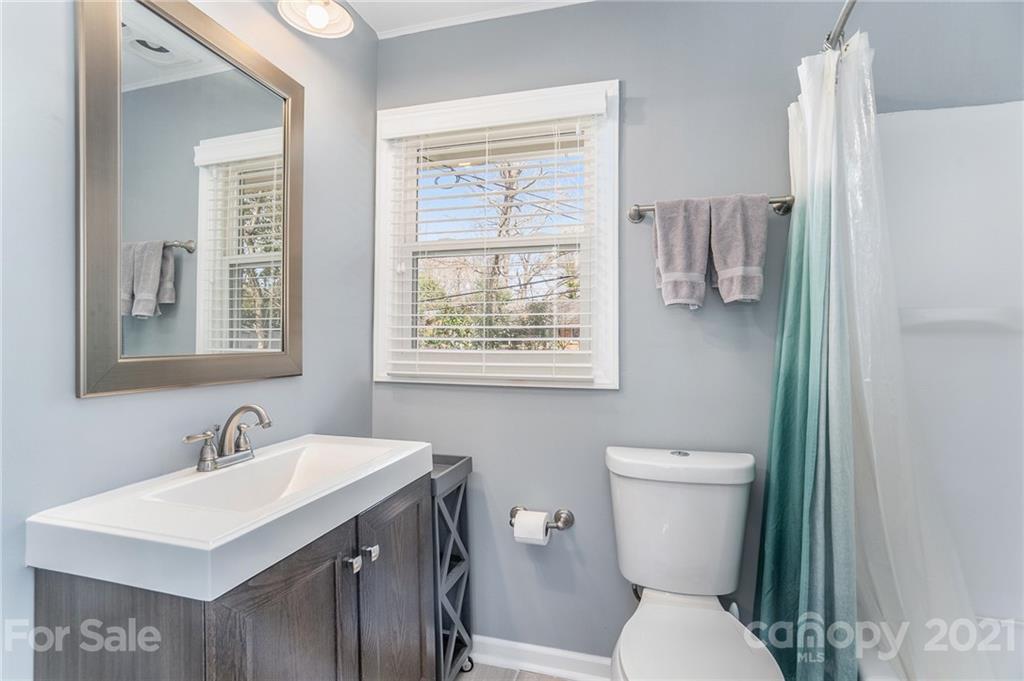 4235 Sudbury Road Charlotte, NC 28205 - Photo 17 of 29 a bathroom with a sink a toilet and a mirror