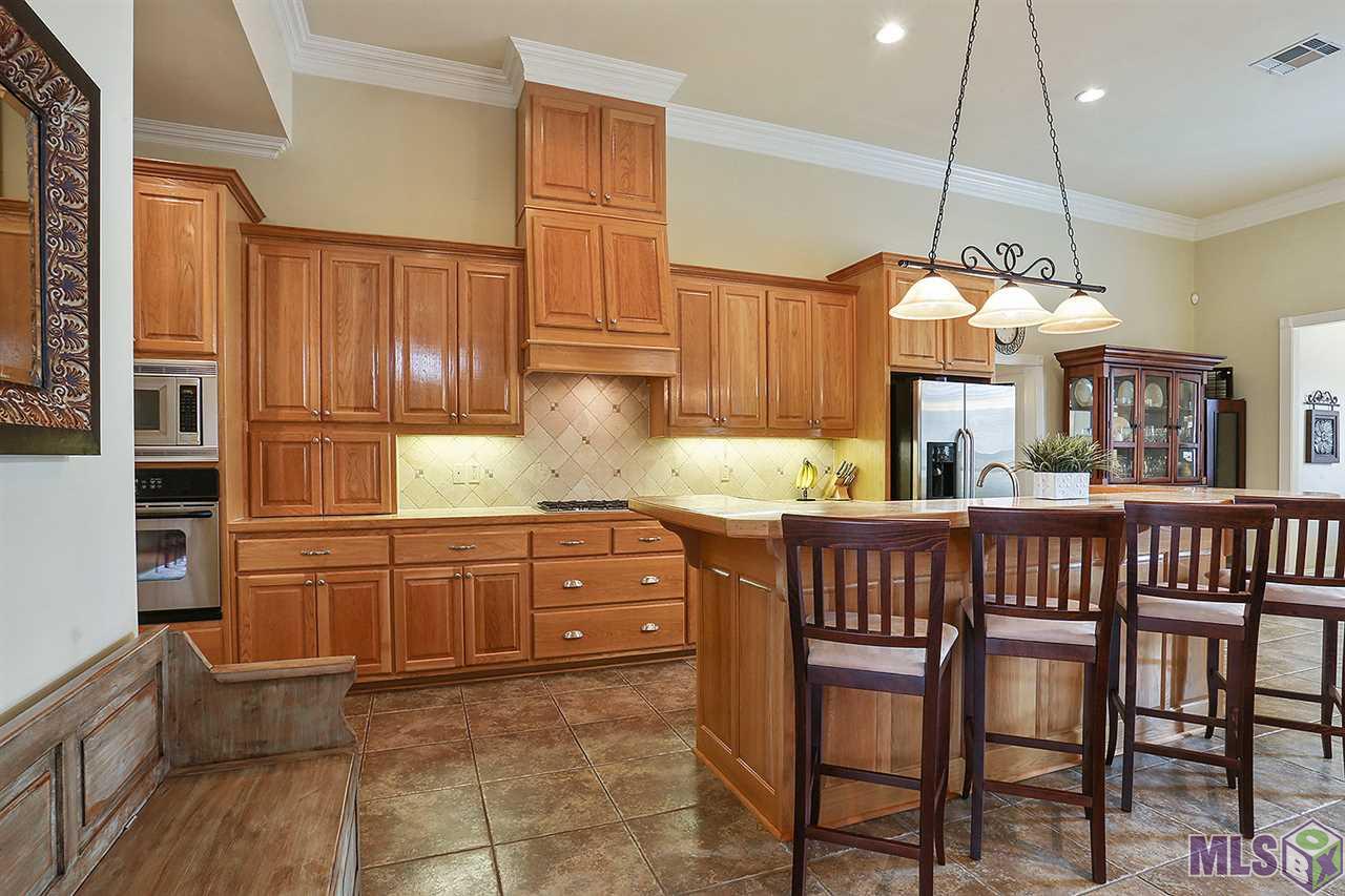 Large bar with oak cabinets