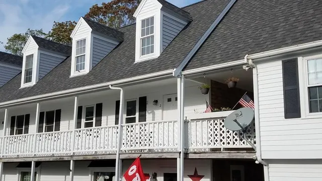 a view of a car park in front of a building