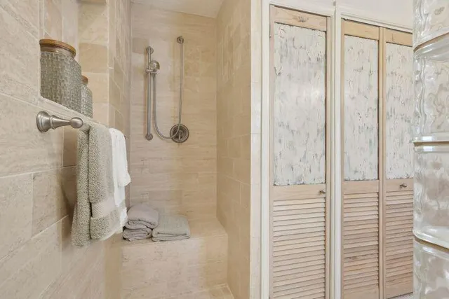 a bathroom with a shower