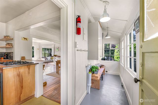 a view of a living room and dining room