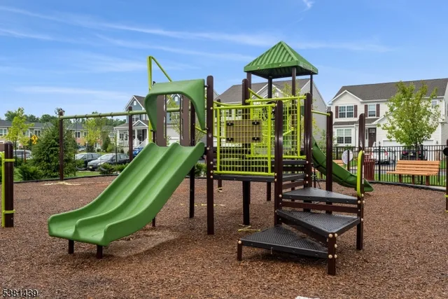 a view of a park with slide