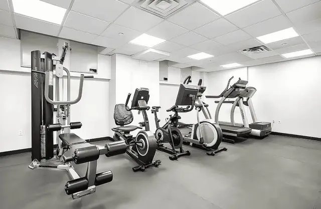 a bathroom with a granite countertop sink toilet and a mirror