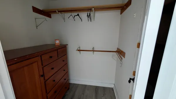 a view of small space with racks on the wall