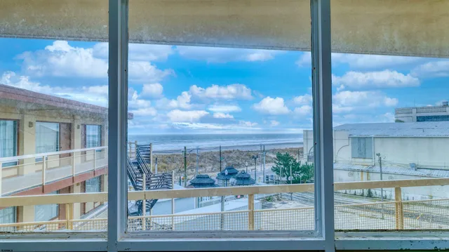 a view of a glass door