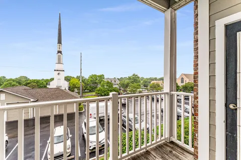 a view of a city from a balcony