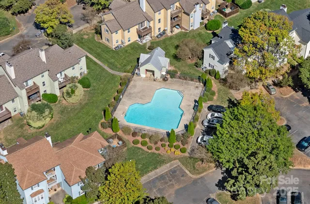 an aerial view of a house