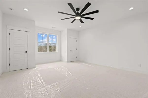 a view of a room with storage