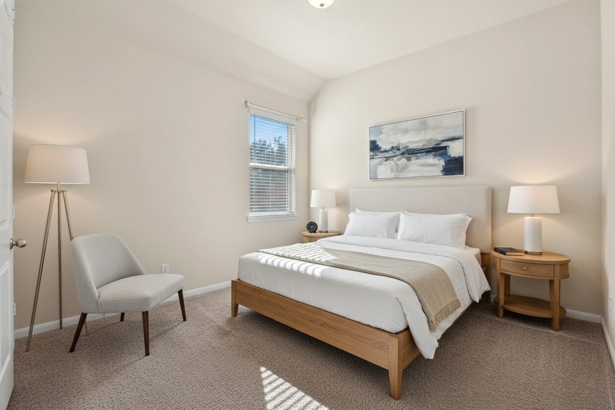 39 Butternut Grove Place Tomball, TX 77375 - Photo 23 of 35 a bedroom with a bed and a lamp