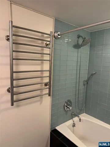 a bathroom with a shower and a sink