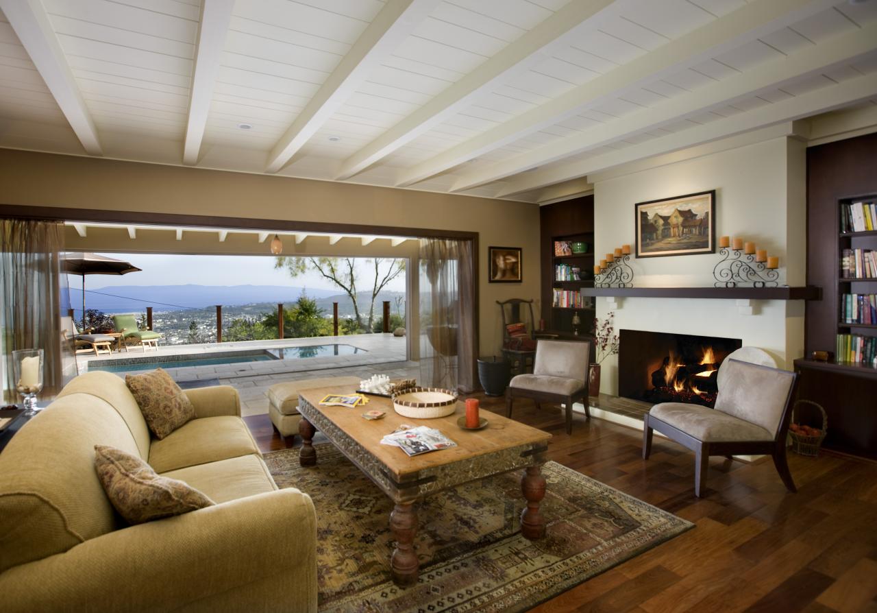 830 Arbolado Road Santa Barbara, CA 93103 - Photo 3 of 6 a living room with furniture and a fireplace