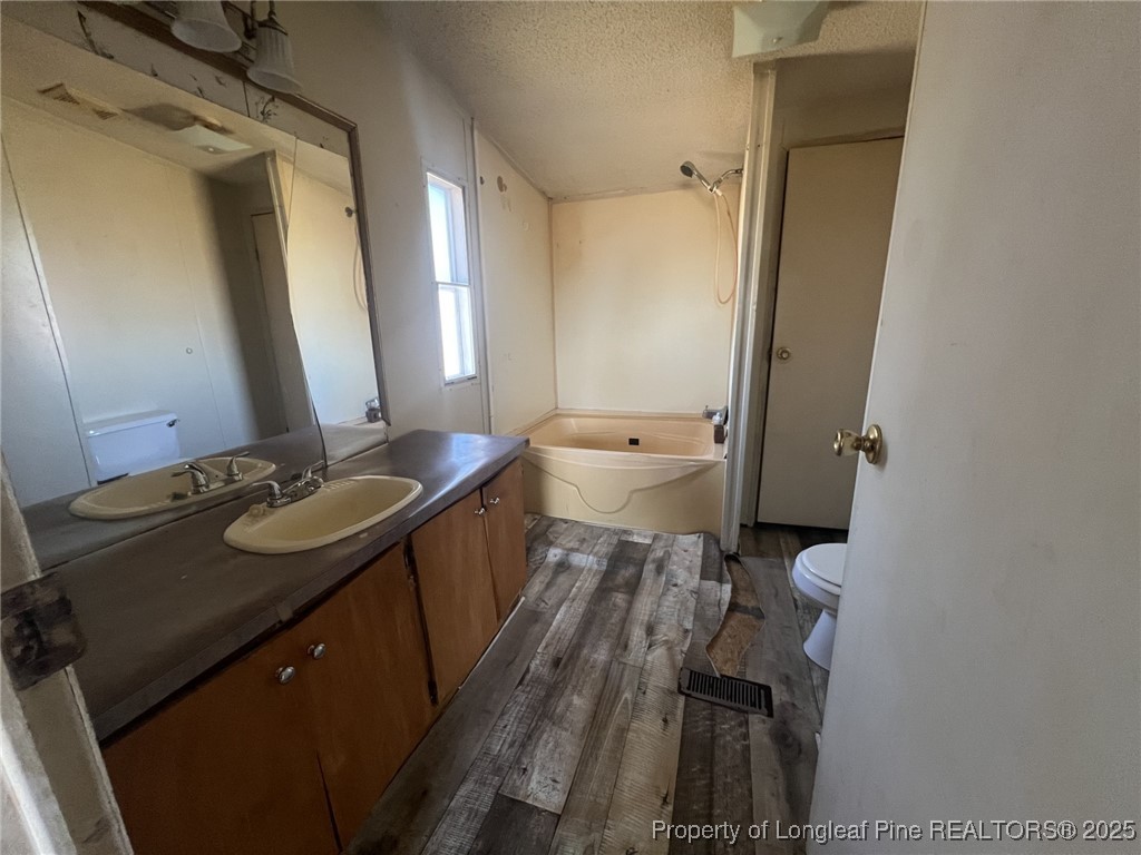 2964 Popes Crossing Road Lumberton, NC 28358 - Photo 12 of 26 a bathroom with a sink and mirror with toilet