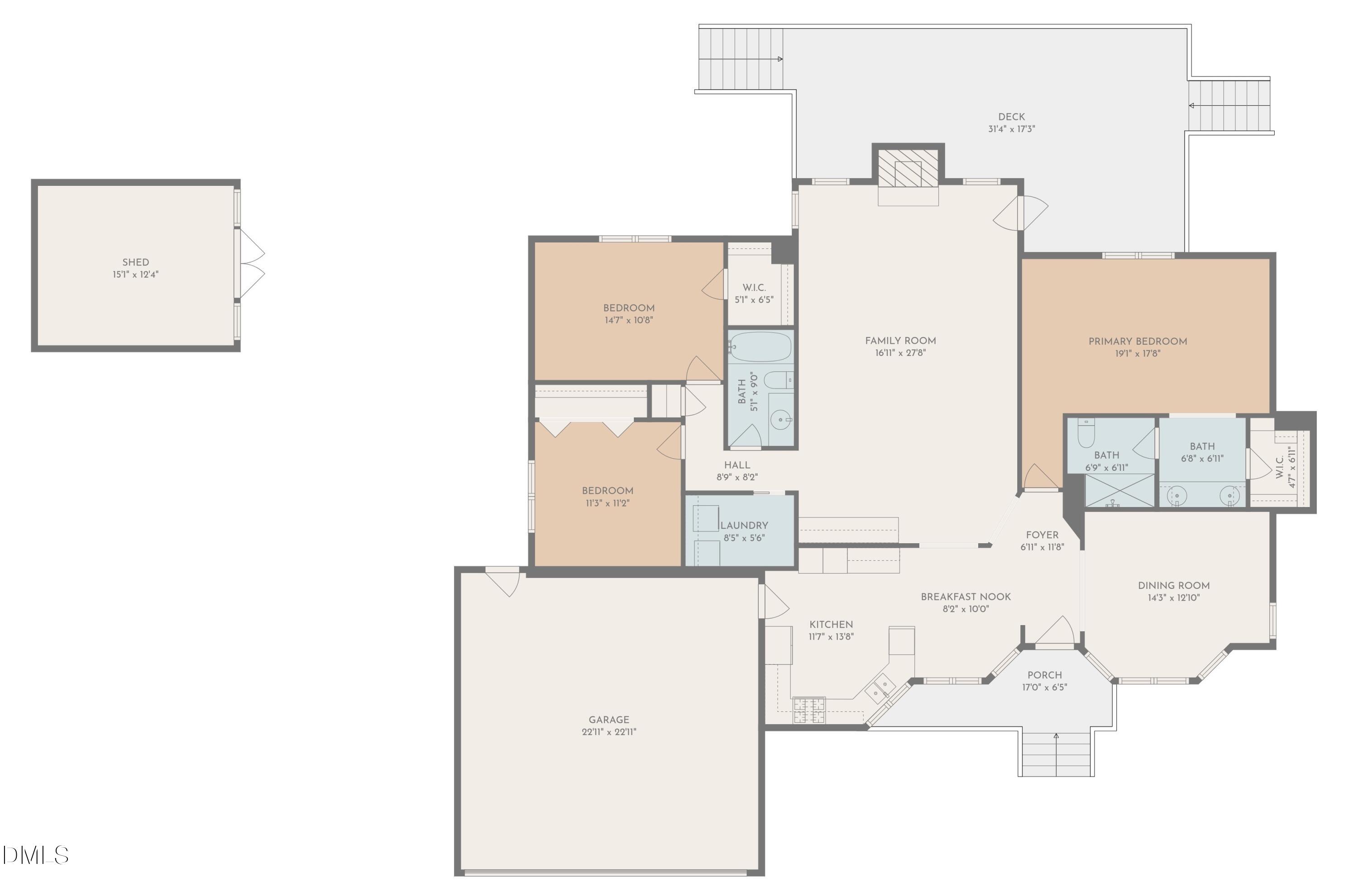 16200 New Light Road Wake Forest, NC 27587 - Photo 26 of 26 floor plan garage front porch deck shed