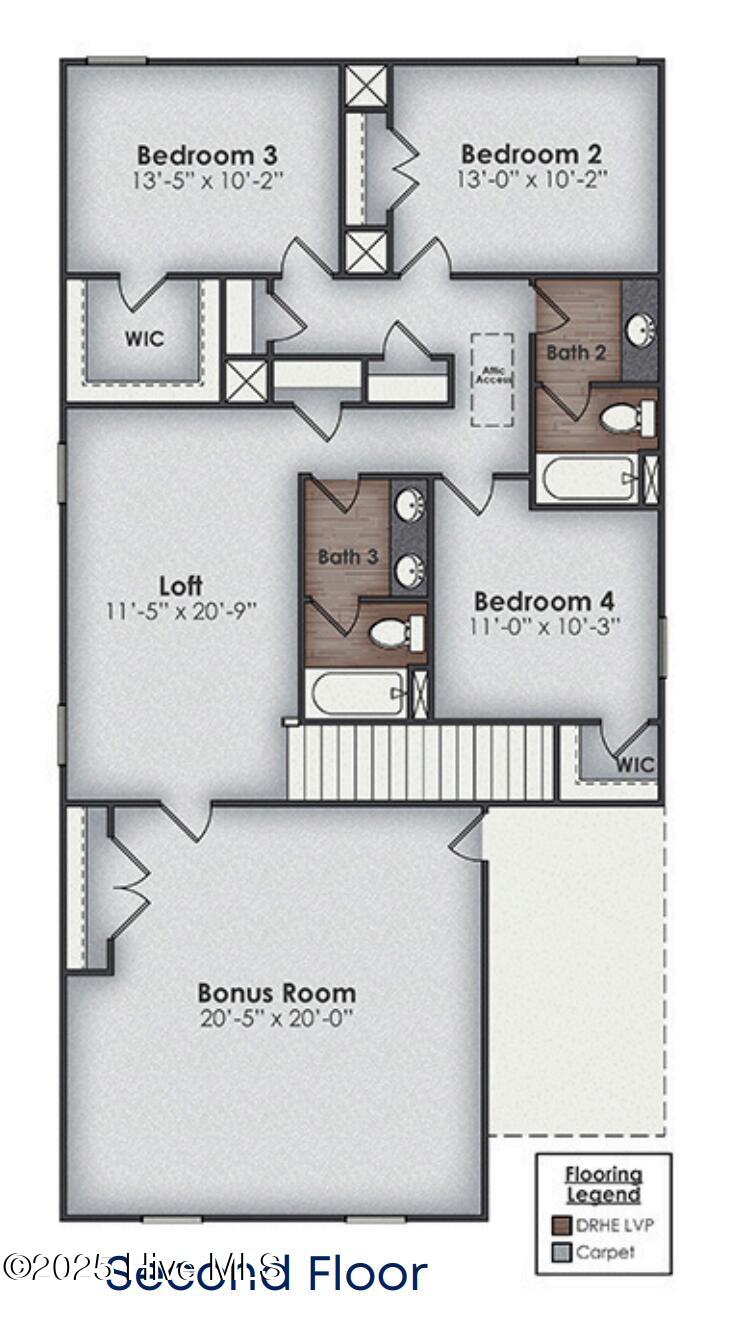6357 Rye Grass Road, Unit LOT 459 Castle Hayne, NC 28429 - Photo 63 of 63 Floorplan 2nd floor, huge bonus room
