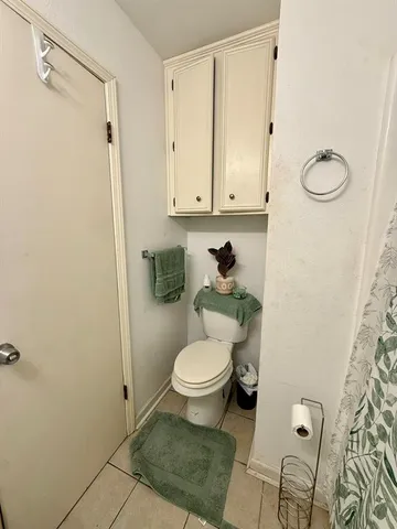 a white toilet sitting next to a shower curtain