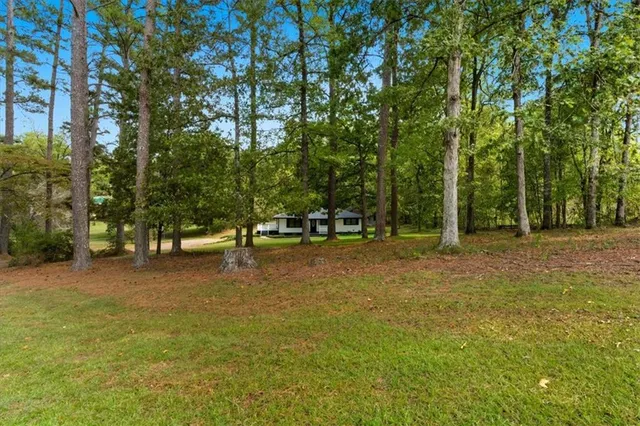 a view of a swimming pool with an outdoor space