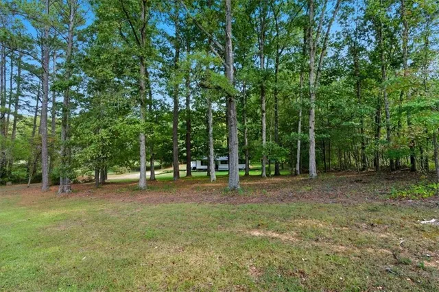 a backyard of a house with lots of green space