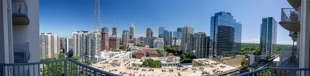 a view of a brick building with a large window