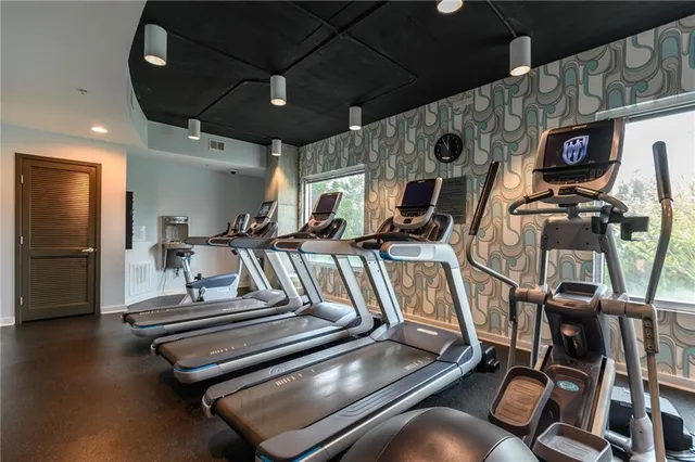 a view of a room with gym equipment
