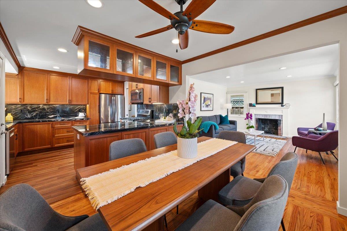 3530 Casanova Drive San Mateo, CA 94403 - Photo 13 of 50 a living room with furniture fireplace and a flat screen tv