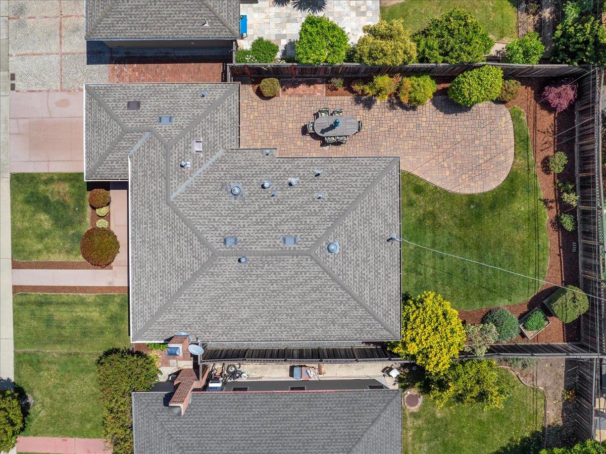 3530 Casanova Drive San Mateo, CA 94403 - Photo 48 of 50 an aerial view of a house with a yard and a fountain