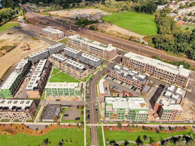 an aerial view of a city