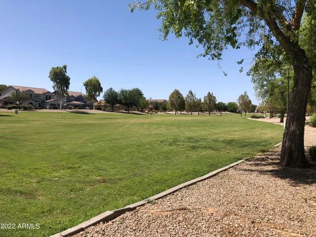 a view of a field with an ocean
