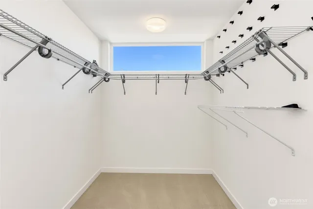 a view of a room with racks on the wall