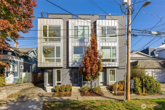 a front view of a building with street view