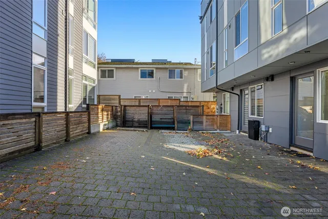 a front view of a building with a street