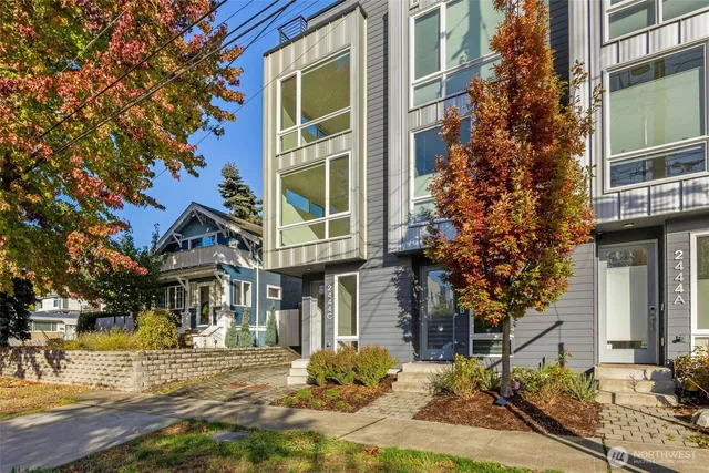 front view of a building with a yard