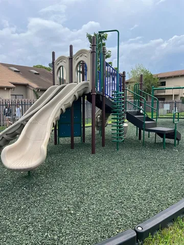 a park with large trees