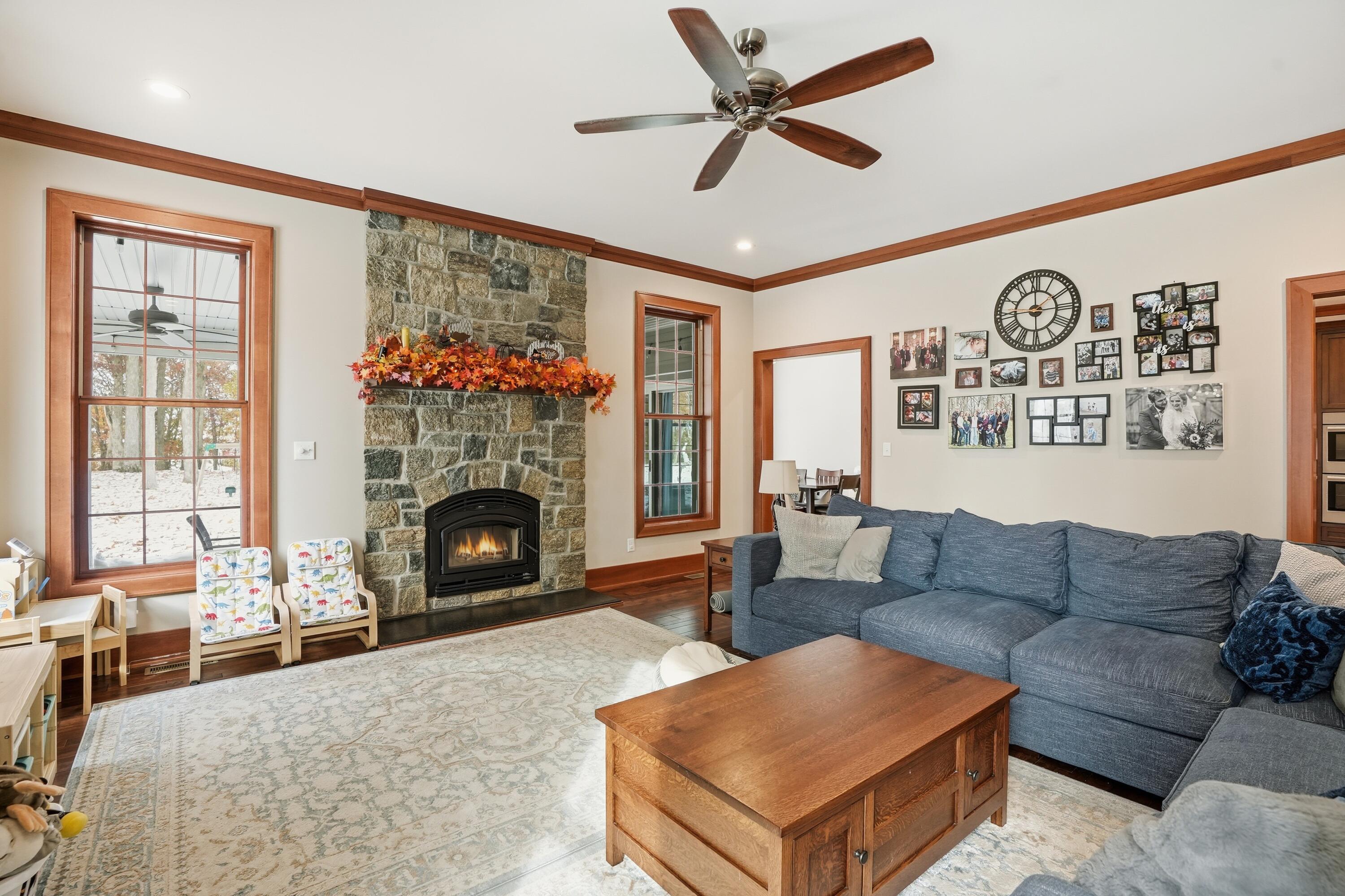 804 Shannon Drive Crown Point, IN 46307 - Photo 28 of 71 a living room with furniture a flat screen tv and a fireplace