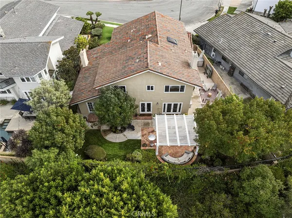 an aerial view of a house