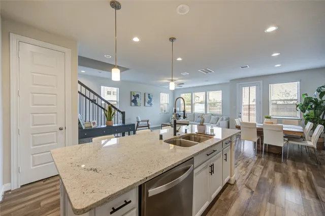 a large kitchen with counter space