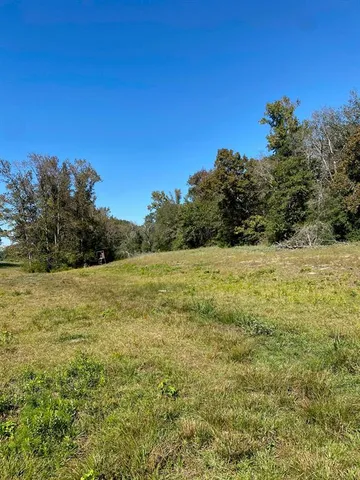 a view of a field with an ocean view