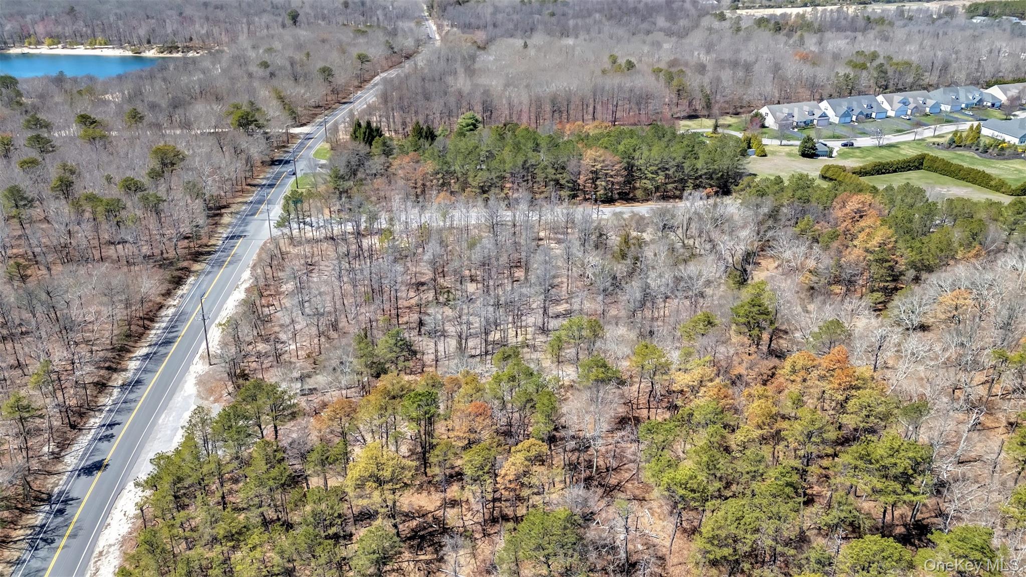 98 Old Country Road Westhampton, NY 11977 - Photo 7 of 11 Bird's eye view with a forest view and a water view