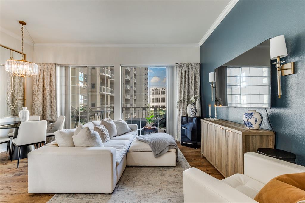 3225 Turtle Creek, Unit 719 Dallas, TX 75219 - Photo 3 of 24 a living room with furniture and a large window