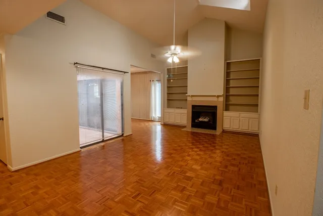 a view of a livingroom with a fireplace