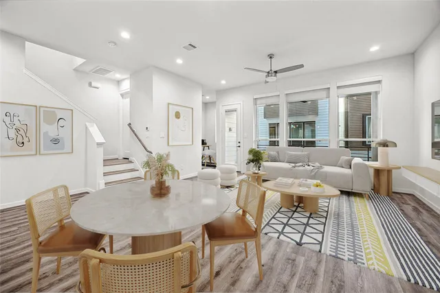 a view of kitchen with cabinets and stainless steel appliances