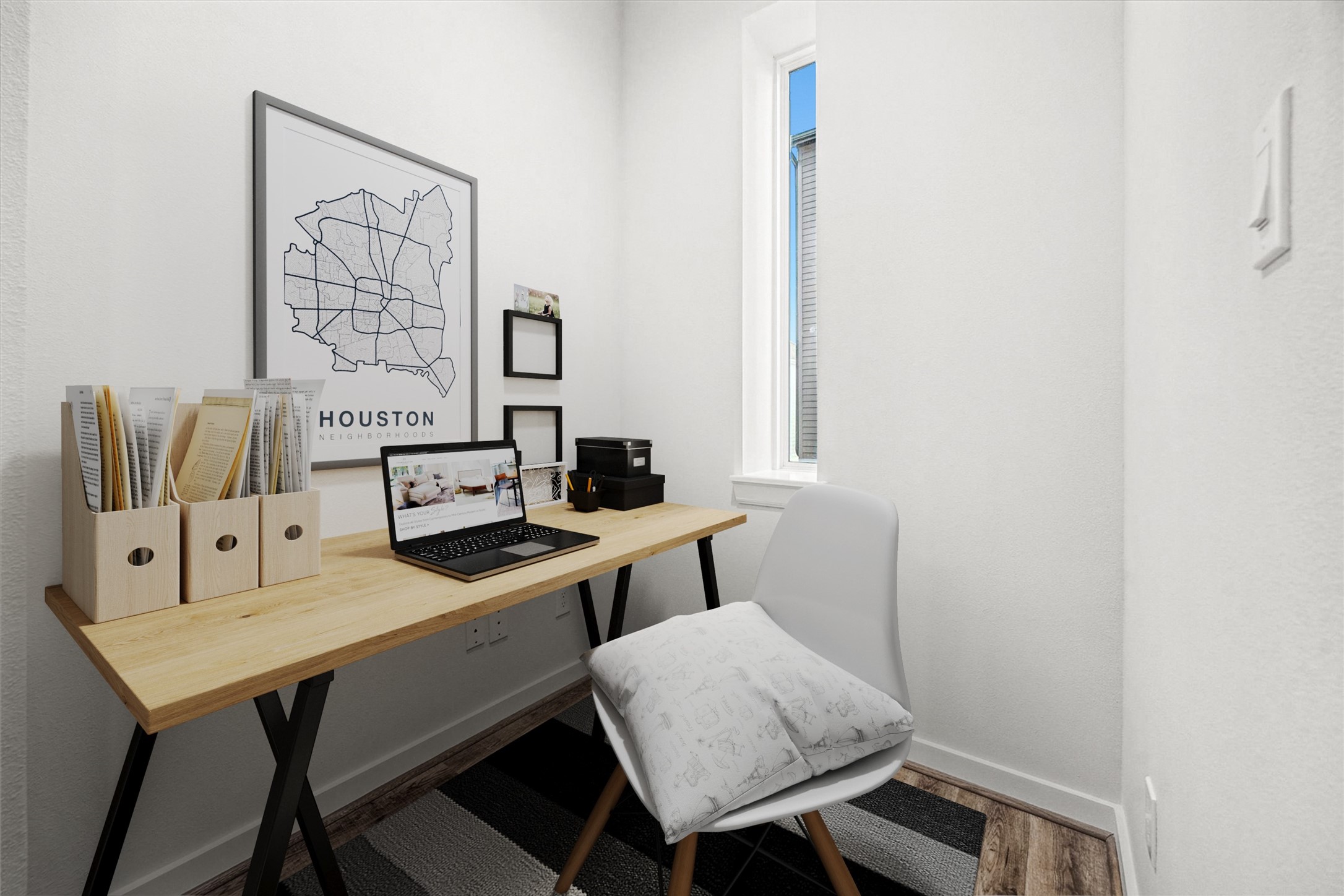 1603 Patterson Street, Unit E Houston, TX 77007 - Photo 21 of 32 a view of a workspace with furniture and window