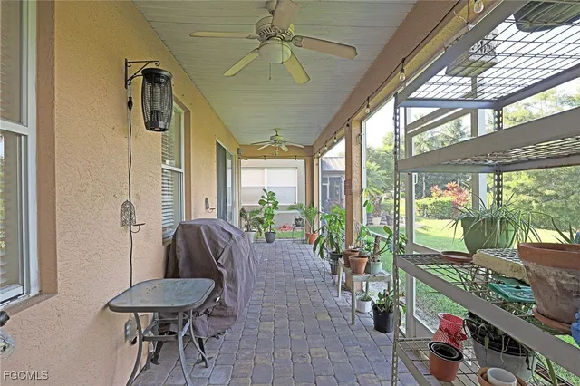 a house view with a seating space and garden space